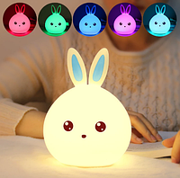 Нічник силіконовий Заєць Colorful Silica Gel Lamp, 6 кольорів, акумуляторний світильник