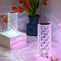 Настольная RGB лампа Crystal Rose Ambience, аккумуляторная, 5 Вт, 10 часов на одном заряде, 4 режима яркости