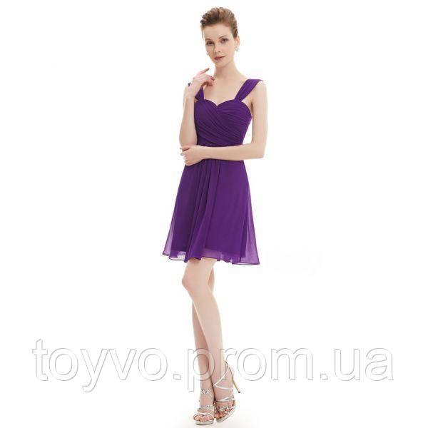 Чарівне коротке пурпурне плаття з гофрованим ліфом