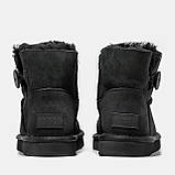 Жіночі зимові UGG Classic Mini Bailey Button Black, чорні замшеві уггі классік міні з гудзиком черевики угі зима, фото 6