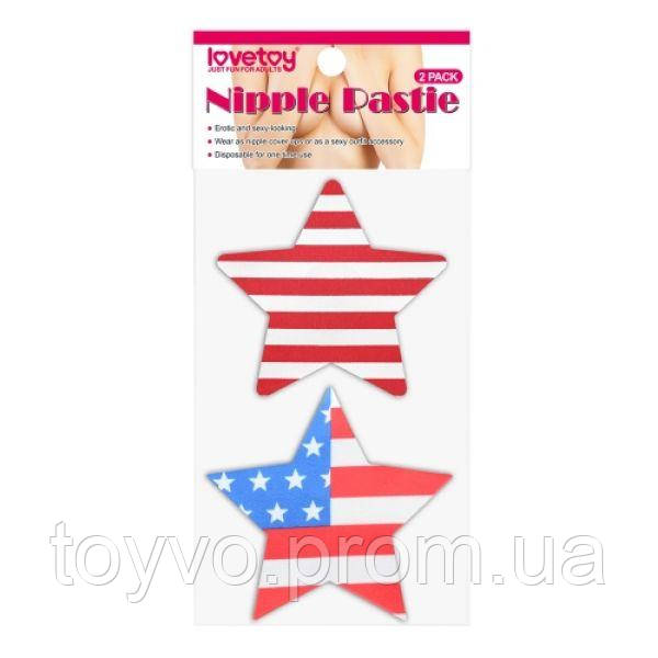 Яскраві стикині з біло червоними смугами та зірками Stars and Stripes Nipple Pasties, 2 пари