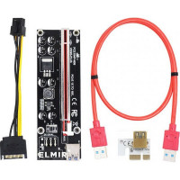 Райзер Dynamode PCI-E x1 to 16x 60cm USB 3.0 Red Cable SATA to 6Pin Power v. (RX-riser 009S Plus), фото 1