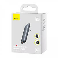 Зарядний пристрій для ноутбуків та телефонів Baseus GaN5 Pro Ultra-Slim 65W (Type-C + USB) серый (CCGP150113), фото 6