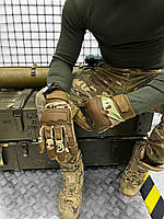 Військові рукавички тактичні сенсорні повнопалі стрільцеві осінні Multicam