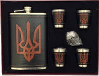 Подарунковий набір UKRAINE 6в1 (фляга, 4 чарки, лійка) Гранд Презент WKL-015