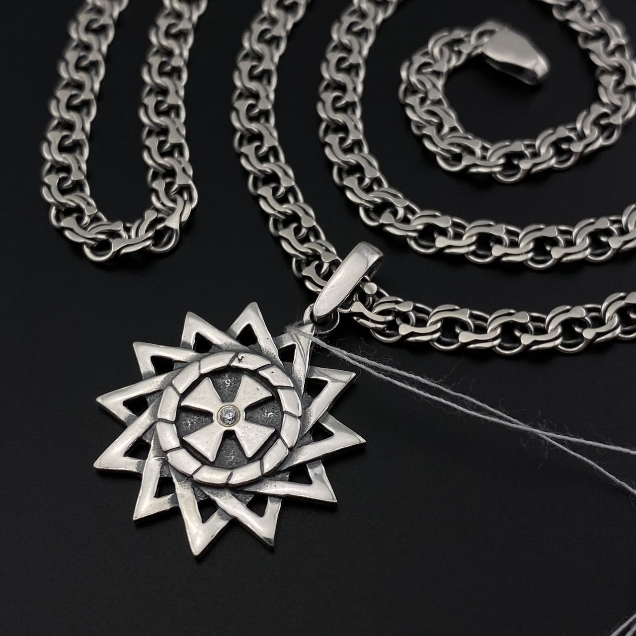 Срібна цепочка і підвіс Зірка Ерцгамми. Кулон і ланцюжок на шию. 65 см, фото 1