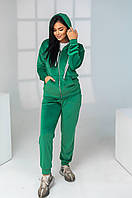 Женский спортивный велюровый костюм зеленый 213К