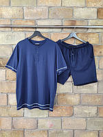 Летняя мужская пижама с футболкой хенли, Темно-синий, размер M, Livergy Германия