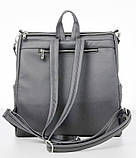 Місткий жіночий рюкзак-сумка з екошкіри повсякденний, міський темно-сірий графіт, фото 3