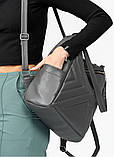 Місткий жіночий рюкзак-сумка з екошкіри повсякденний, міський темно-сірий графіт, фото 8