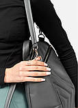 Місткий жіночий рюкзак-сумка з екошкіри повсякденний, міський темно-сірий графіт, фото 7
