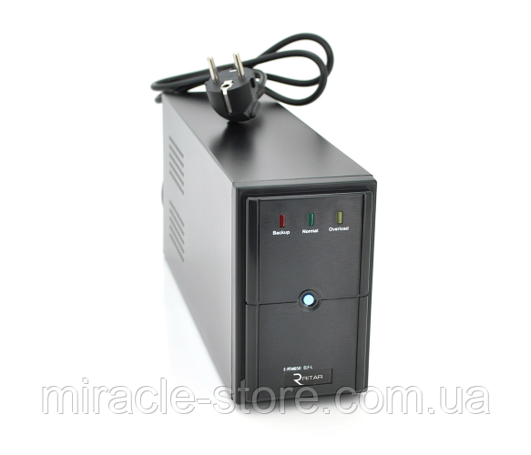 ИБП Ritar E-RTM650 (390W) ELF-L, LED, AVR, 2st, 2xSCHUKO socket, 1x12V7Ah, metal Case Q4 (310*85*140)