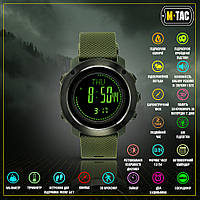 M-Tac Часы Тактические мультифункциональные Olive, Противоударные часы с компасом Зеленые