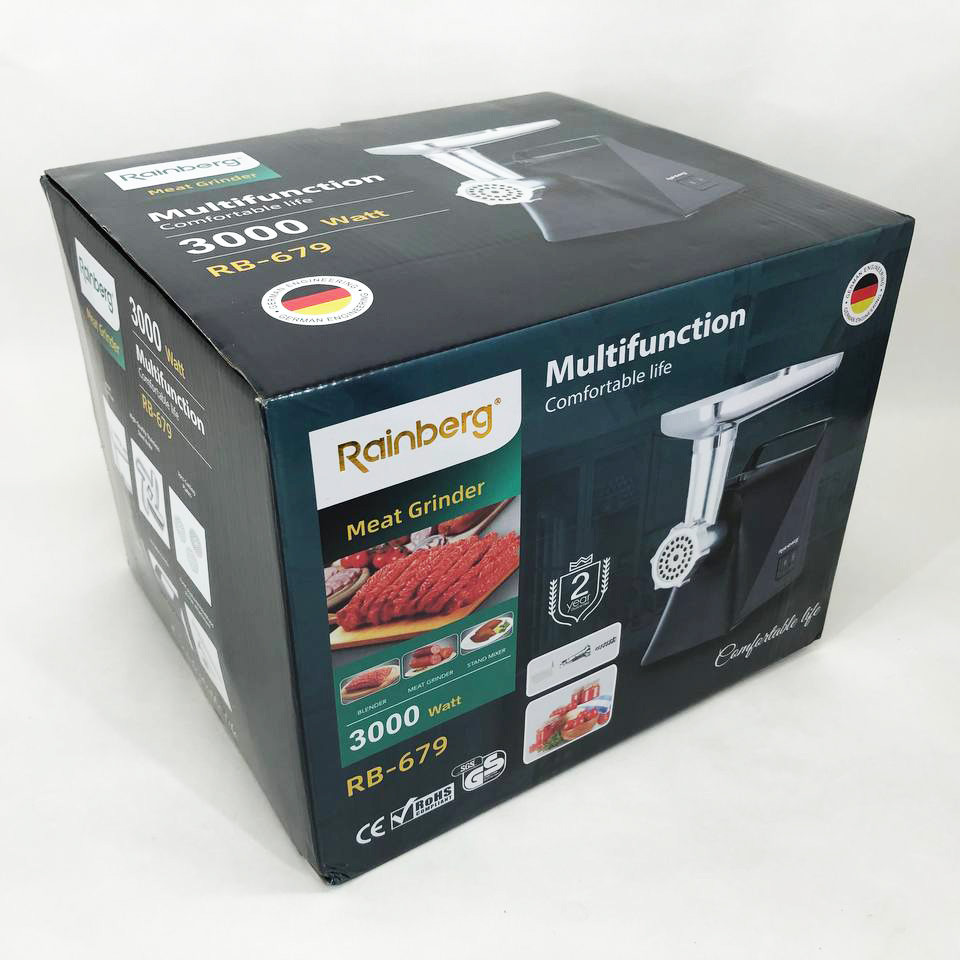 М'ясорубка Rainberg RB-679 3000W із соковижималкою, електром'ясорубка для дому, електром'ясорубка з реверсом, фото 1