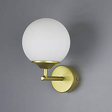 Бра металеве золото з білим скляним плафоном лампа Е14 20х13х17 см