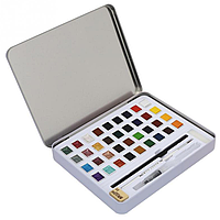 Премиум набор акварельных красок в металлическом пенале 36 цветов с кисточками YOVER