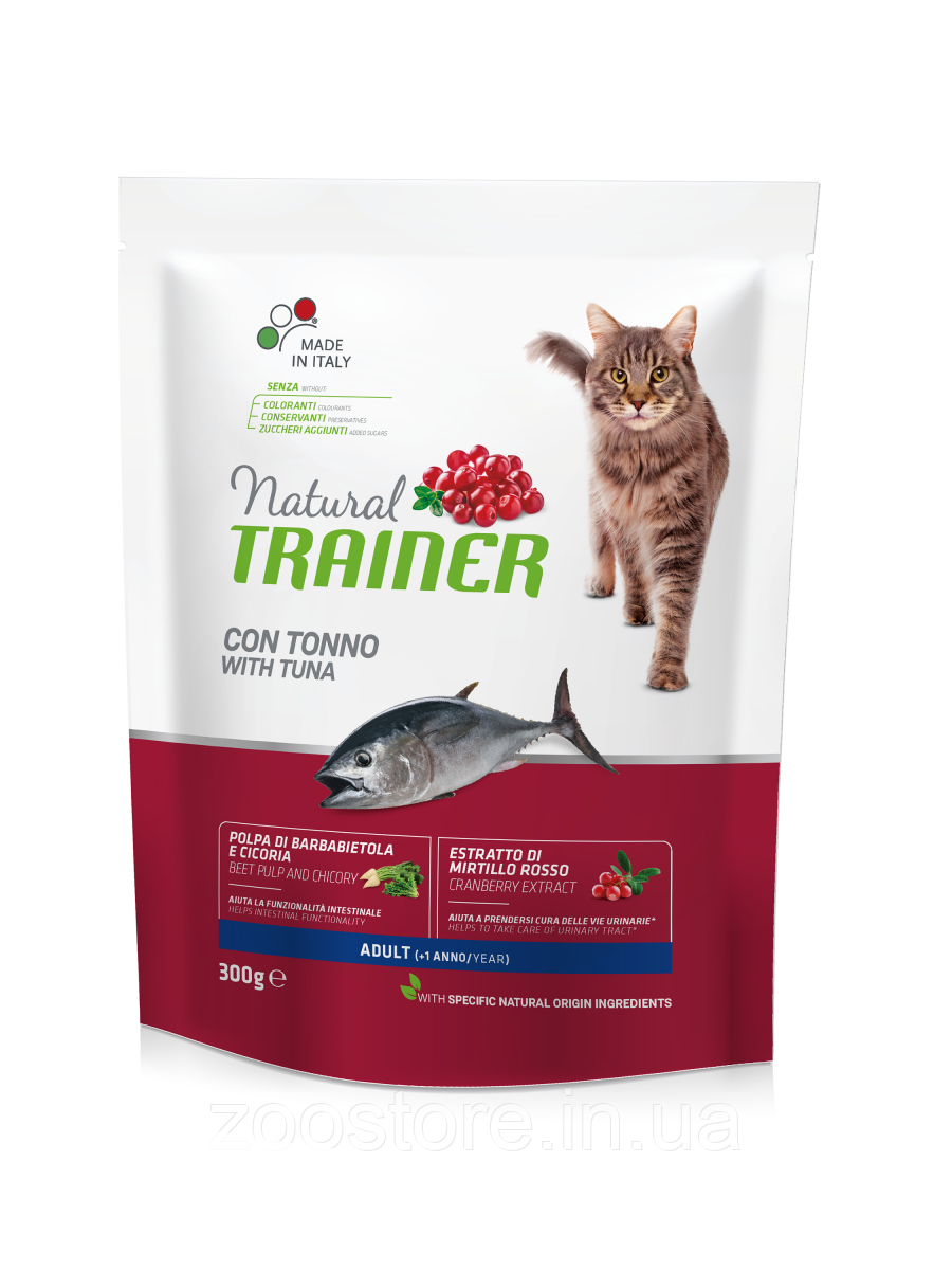 Корм сухий для дорослих котів з тунцем NATURAL TRAINER 300 г