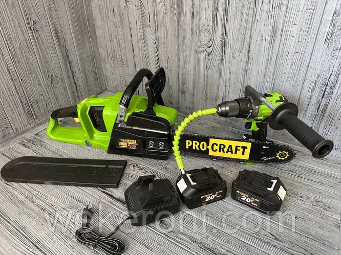 Набор аккумуляторных инструментов Procraft 2 в 1 (Цепная пила PCA40/2 ...