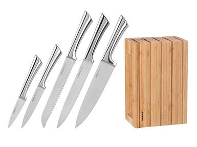 Набір ножів нержавіюча сталь, бамбуковий блок Black Mars 6 пр. ТМ Ardesto FG