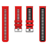 Ремінець силіконовий для годинника 22 мм GT3 чорний із червоним, фото 3