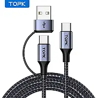 TOPK AD10 60 Вт Кабель USB-A Type-C 2в1 1 метр