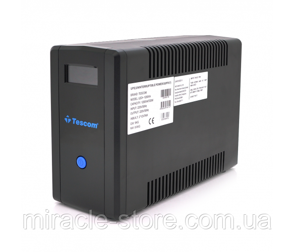 ИБП TESCOM TCM1200 (720W), LCD, AVR, 3st, 4xSCHUKO socket, 2x12V7Ah, RS232, USB, RJ45, plastik Case