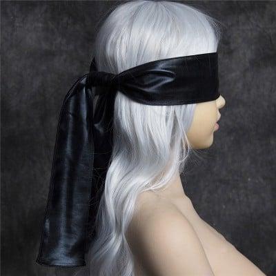 Пов'язка на очі глянсова DS Fetish, 150 см х 7.5 см, чорна, фото 1