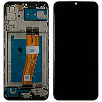 Дисплей (екран) Samsung Galaxy A02s A025F, M02S M025F 160 x 72 мм + тачскрін з рамкою (жовтий шлейф)