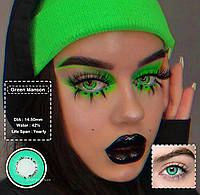 Цветные контактные яркие зелёные линзы Donut Creen