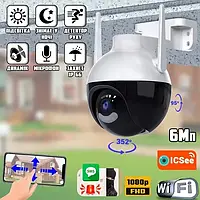 Уличная поворотная Wi-Fi поворотная видеокамера А18 6MP Камера 360° наружная купол ночным видеонаблюдением