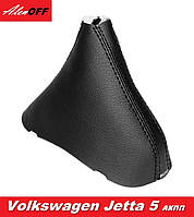 Чехол ручки АКПП Фольцваген Джетта 5, VW Jetta 5, DSG, 2005-2010, чёрный с чёрными строчками