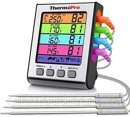 Термометр чотириканальний для м'яса Thermopro TP17H (-10..+300 °C) з таймером та магнітом