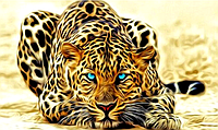 Алмазная мозаика (вышивка) Огненный леопард, 30х50 см, полная выкладка, квадратные камни, на подрамнике