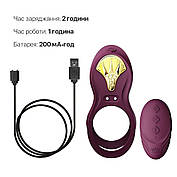 Zalo Smararent Ring - Bayek Velvet Purple, подвійний із введеною частиною, пульт дистанційного керування, фото 2