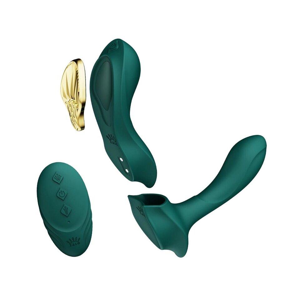 Смарт-вібратор в трусики Zalo - AYA Turquoise Green, насадка і пульт ДУ
