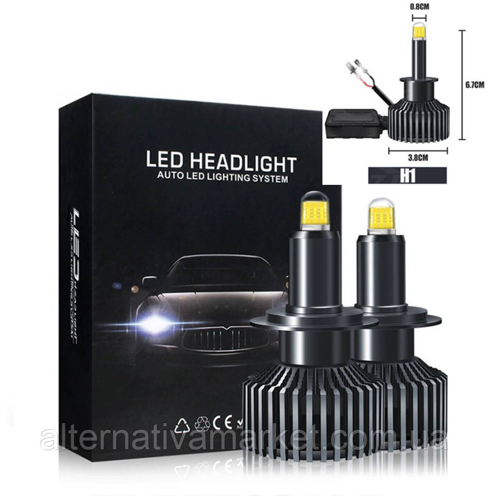 LED лампи в лінзу "F3-3D 360°" H1 цоколь (50Вт, 6500К, 9-32v, LASER CHIP 10000LM), фото 1