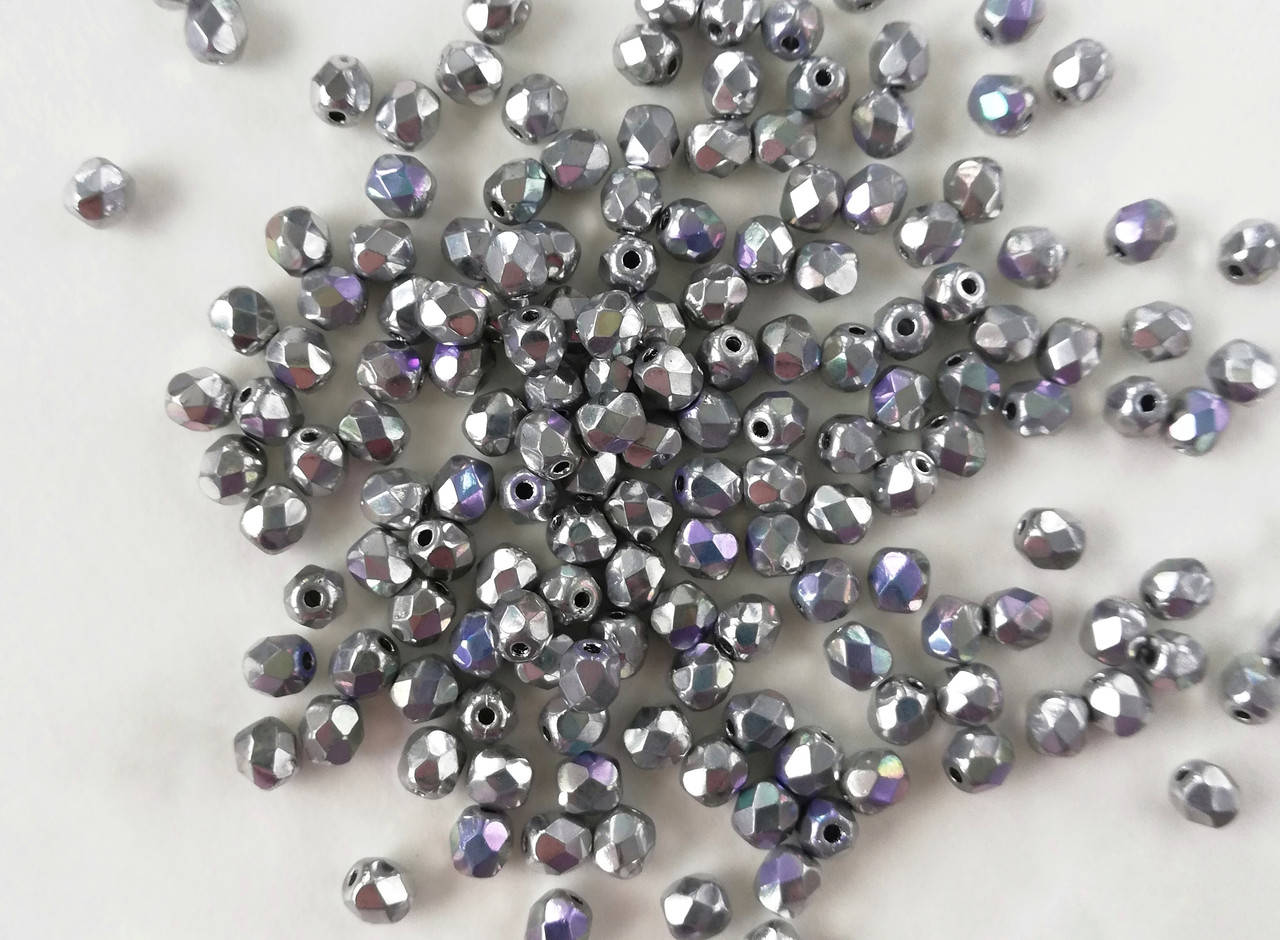 

Fire polished 3 mm Crystal Glittery Silver