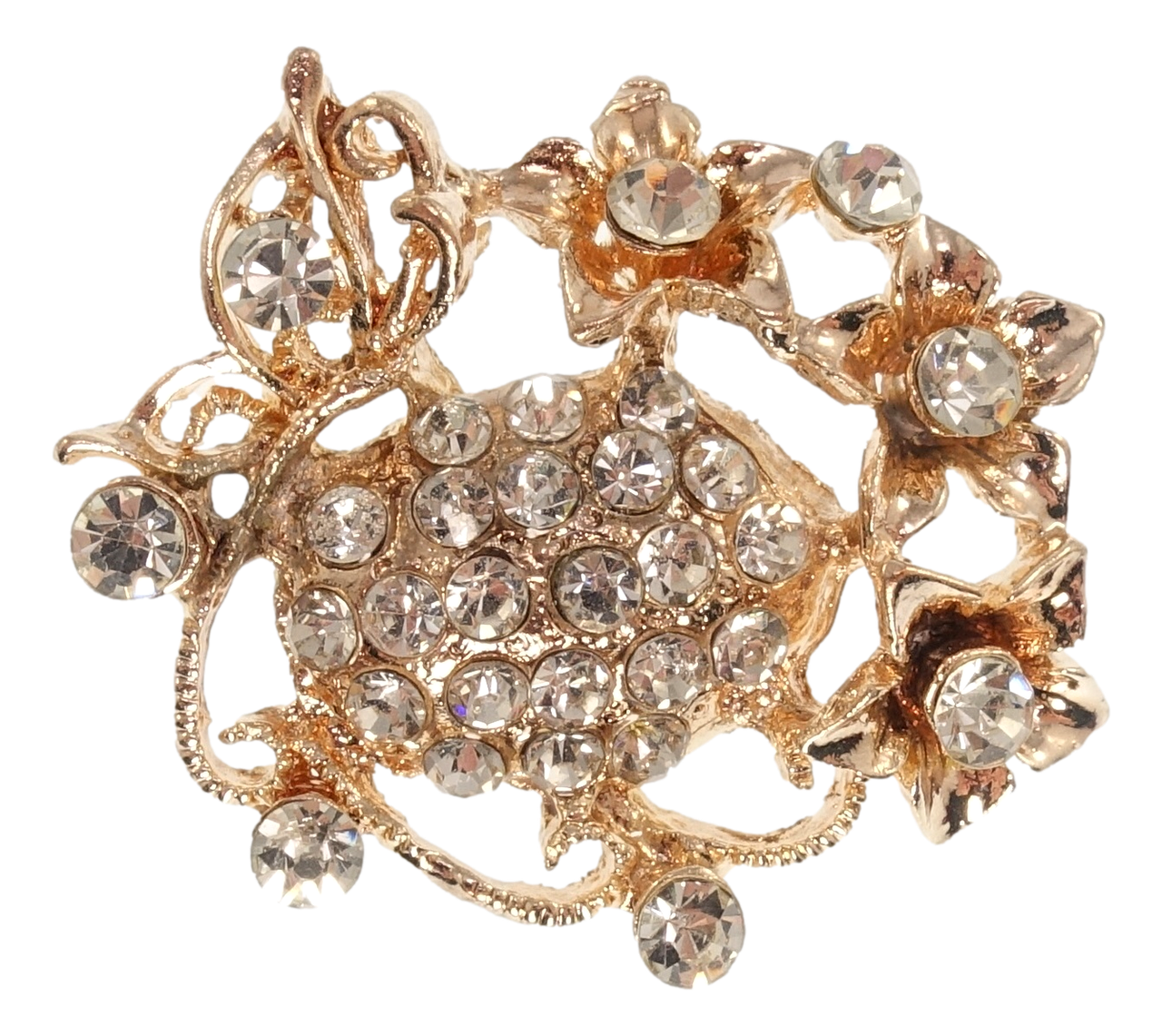 

Брошь "Цветочная композиция с белыми стразами"