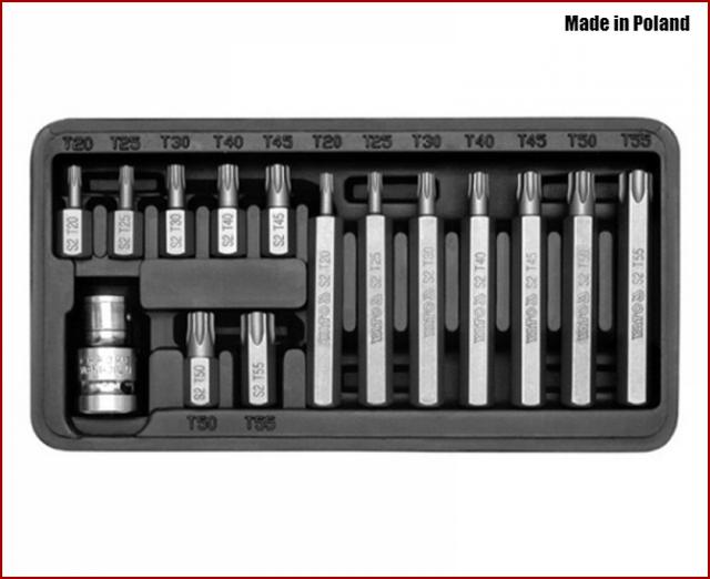

Набор бит Торкс Torx 15 ед. в металлическом кейсе Yato YT-0411