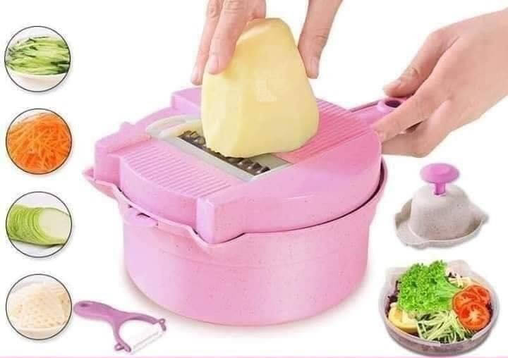

Овощерезка - терка с контейнером Kitchen multifunctional cutter 9 в 1, Розовый