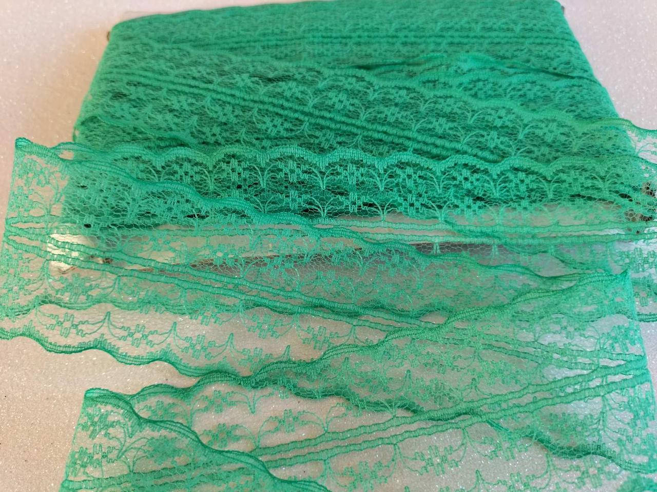 

Кружево сетка Аллюр 4.8см зеленая бирюза, Бирюзовый