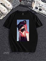 Мужская базовая футболка «Девушка» (черная) fp1p2 молодежная спортивная футболка для парней