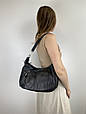 Містка шкіряна сумка м'яка фактура застібка з кісточкою С70-КТ-4208 Чорна, фото 2