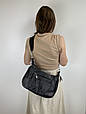 Містка шкіряна сумка м'яка фактура застібка з кісточкою С70-КТ-4208 Чорна, фото 5