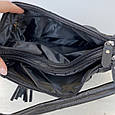 Містка шкіряна сумка м'яка фактура застібка з кісточкою С70-КТ-4208 Чорна, фото 8