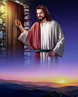 Алмазная мозаика (вышивка) Иисус стучится в дверь, 40х50 см, полная выкладка, квадратные камни, на подрамнике