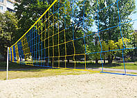 Сетка для волейбола "Home Ukraine 15" 9 м (полипропилен, обшита с 1 стороны) жёлто-синяя