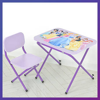 Дитячий складаний столик зі стільчиком Bambi Принцеси Фіолетова