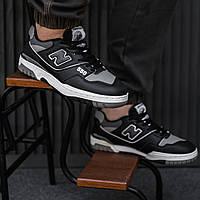 Мужские кроссовки New Balance 550 Black Grey White (черно-белые) стильные повседневные кроссы демисезон 2426