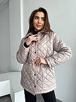 Демісезонна жіноча стьобана курточка прямого фасону (Розміри XS-S(42-44), M-L(46-48), XL(50-52)), Мокко